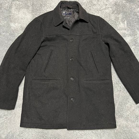 J Crew Coat Mens Large Tall University Jacket Wool Peacoat Wool Dark Gray - Picture 1 of 8